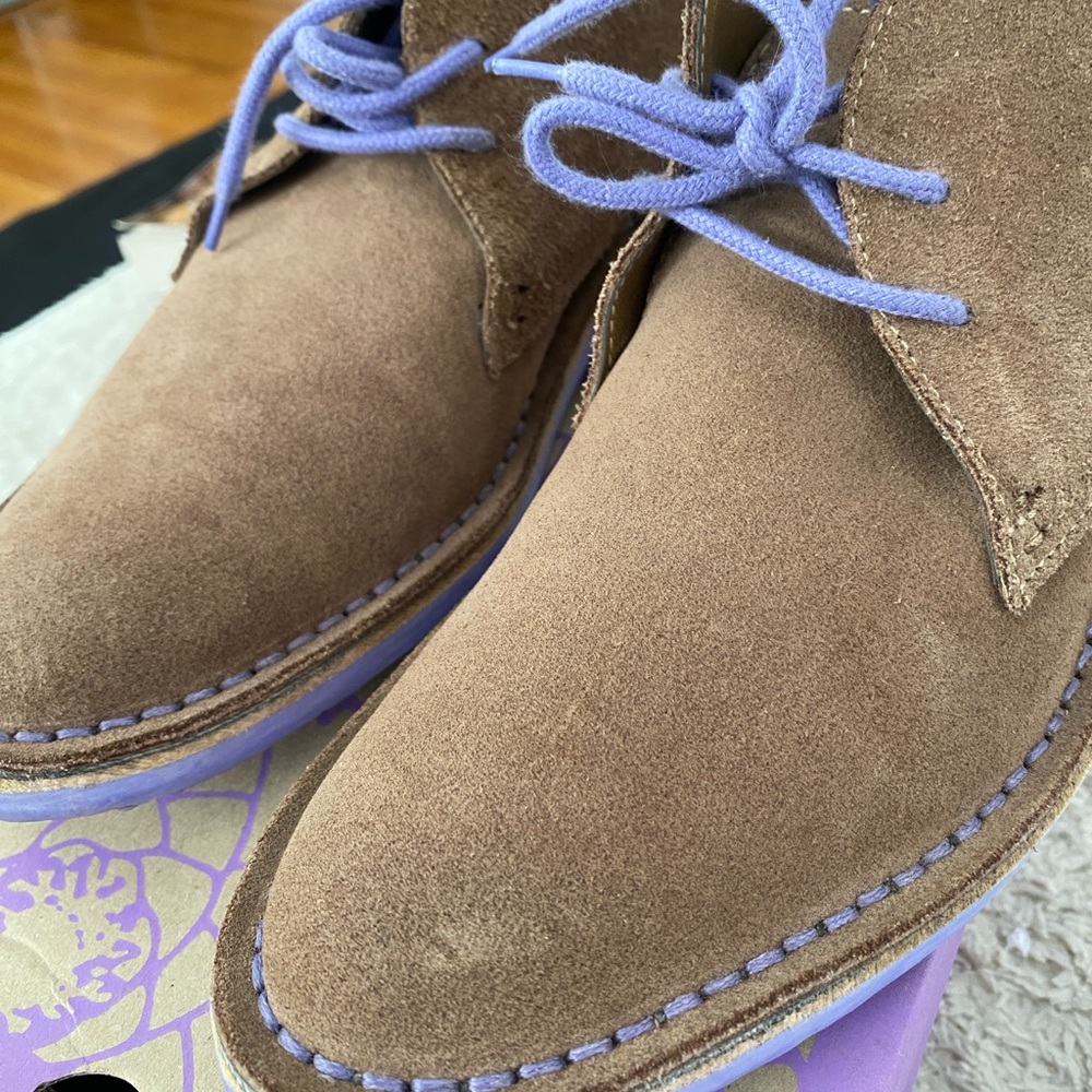 VELDSKOEN , VELLIES the original with striking purple laces AND SOLES  UNISEX